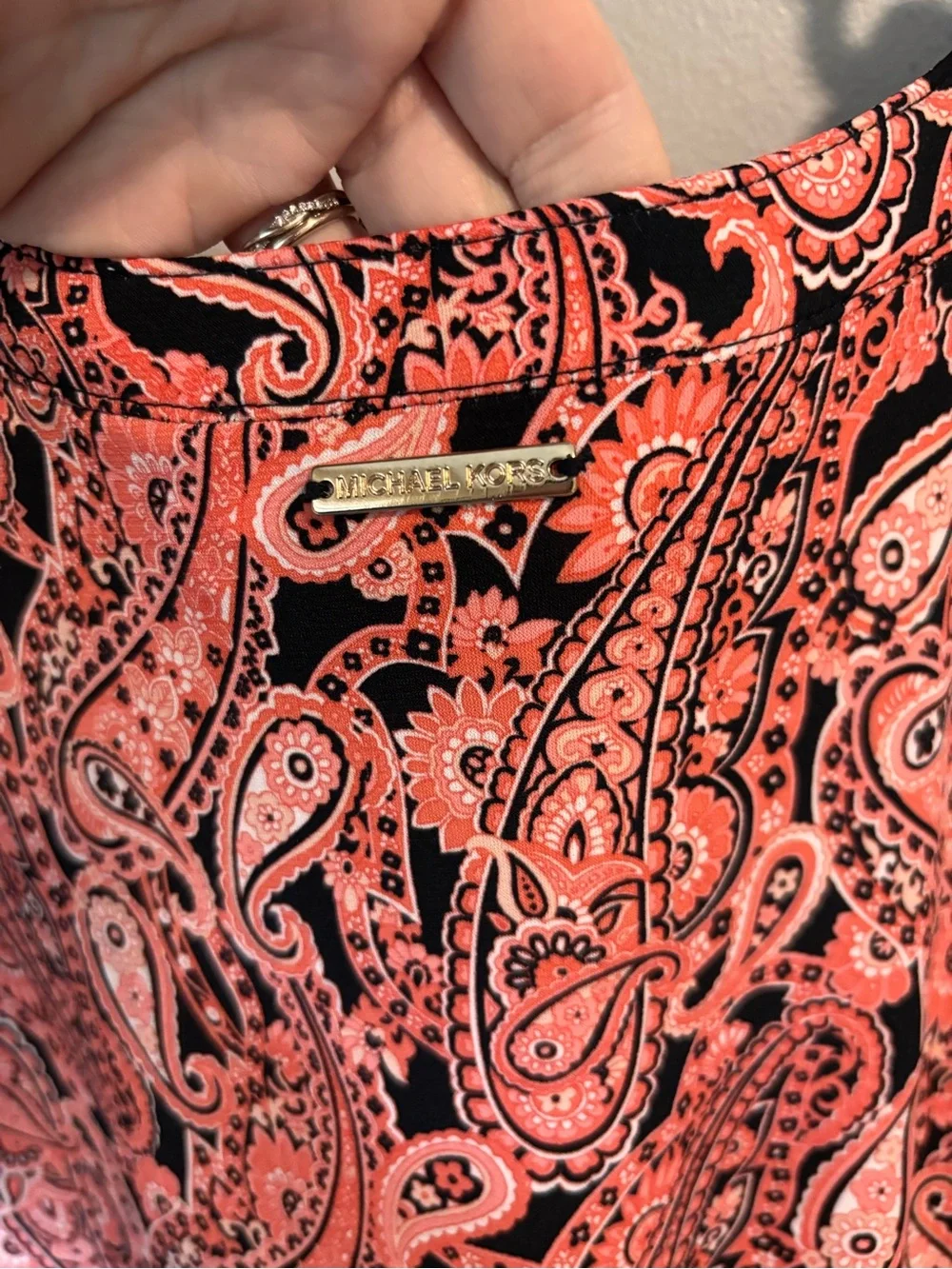 Michael Kors Coral and Black Paisley Sleeveless Dress